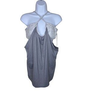 KOS USA Strappy Multilayered Athletic Yoga Tank Top Womens Size XL Gray